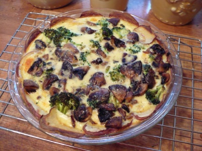 Mushroom & Broccoli Quich with Gluten Free Potato Crust