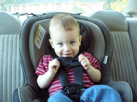 David eating his carseat