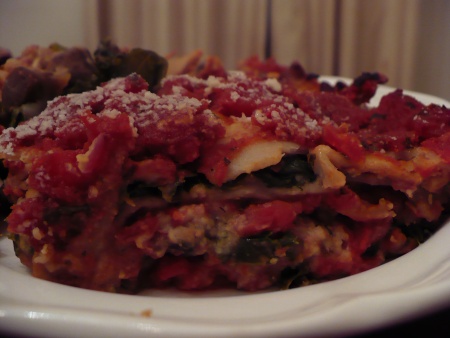 Gluten Free Casein Free Soy Free Spinach Mushroom lasagna